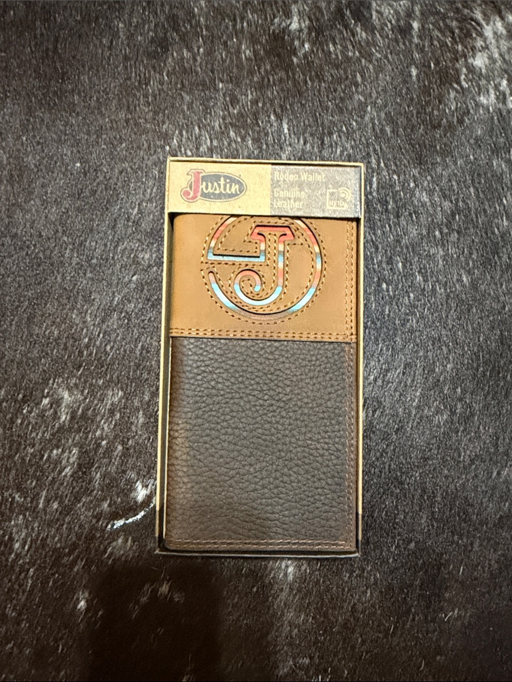Justin Boots Brown and Tan Leather Money Clip